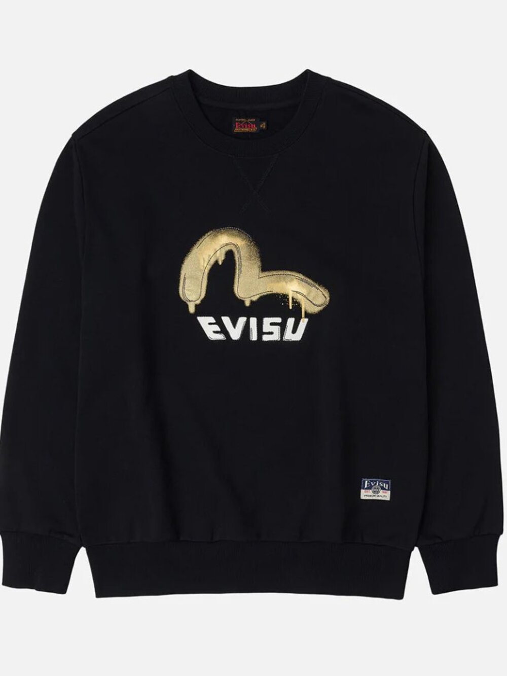 Evisu Graffiti Seagull Print and Sashiko Relax Fit Sweatshirt